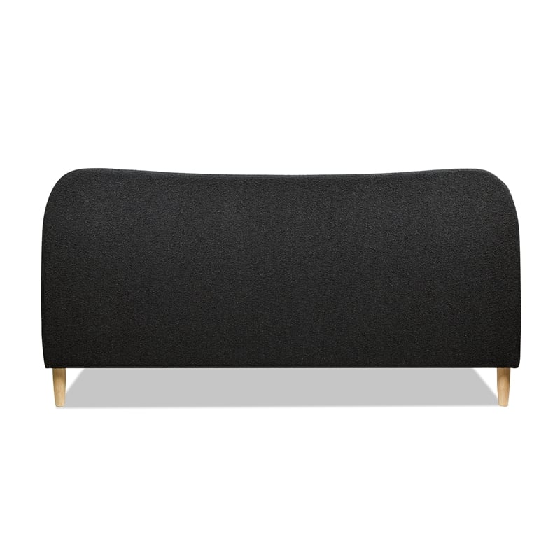 Roman Curved Headboard Upholstered Platform Bed King Ebony Black Boucle