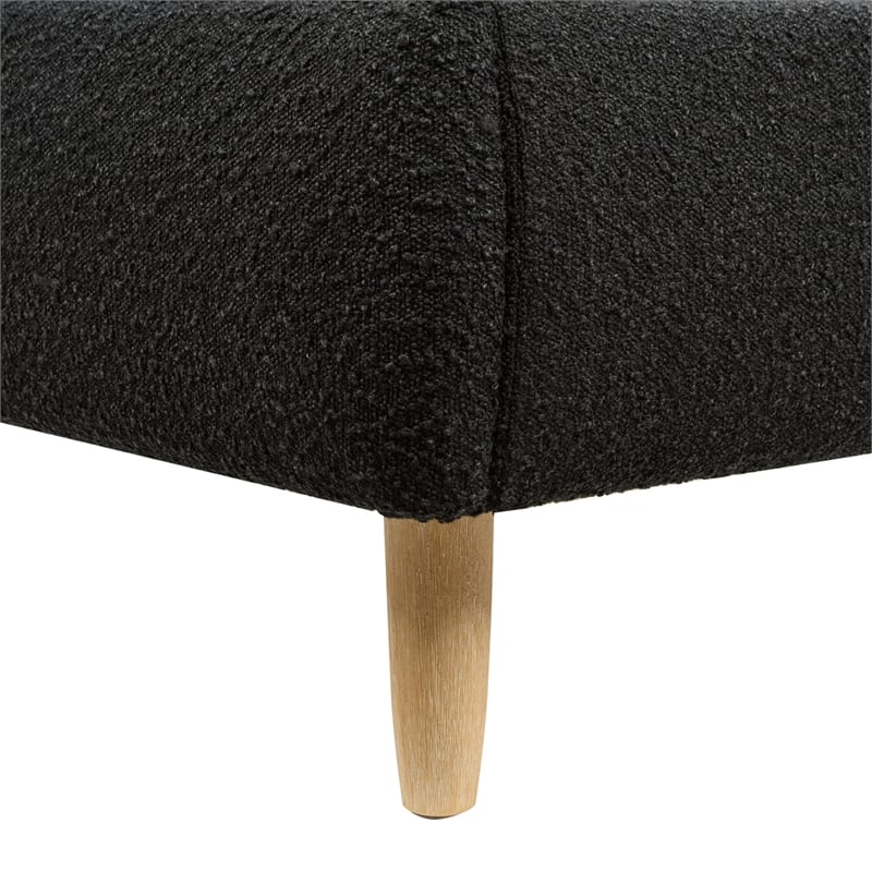 Roman Curved Headboard Upholstered Platform Bed King Ebony Black Boucle