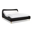 Roman Curved Headboard Upholstered Platform Bed King Ebony Black Boucle
