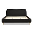 Roman Curved Headboard Upholstered Platform Bed King Ebony Black Boucle