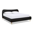 Roman Curved Headboard Upholstered Platform Bed King Ebony Black Boucle