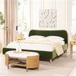Roman Curved Headboard Upholstered Platform Bed King Olive Green