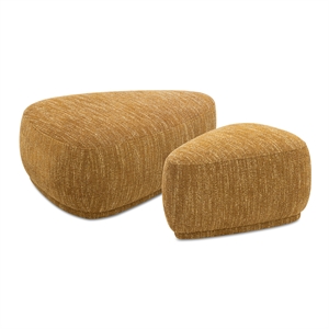 Pebble 44&quot & 26&quot Rounded Triangle Cocktail Ottoman Set Mustard Yellow