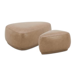 Pebble 44&quot & 26&quot Rounded Triangle Cocktail Ottoman Set Tuscan Tan Brown