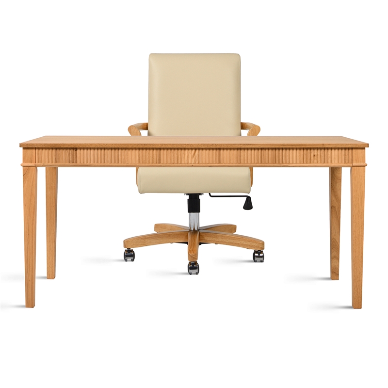 Dumont Modern Home Office Writing Desk & Executive Chair Set Neutral Cream Beige