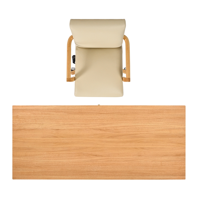 Dumont Modern Home Office Writing Desk & Executive Chair Set Neutral Cream Beige
