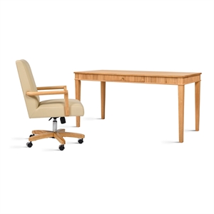 Dumont Modern Home Office Writing Desk & Executive Chair Set Neutral Cream Beige