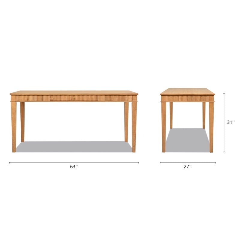 Dumont Modern Farmhouse 1-Drawer Fluted Home Office Writing Desk Natural Blonde