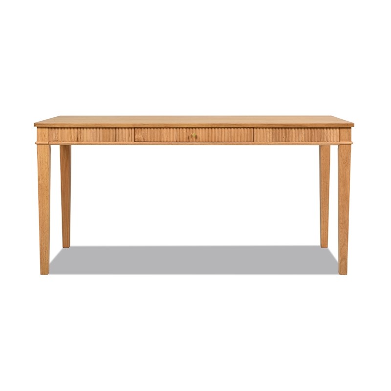 Dumont Modern Farmhouse 1-Drawer Fluted Home Office Writing Desk Natural Blonde