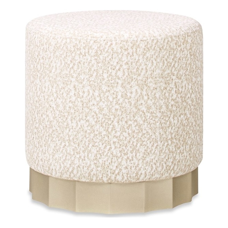 Hampton 18 inch  Round Upholstered Ottoman with Scalloped Base
