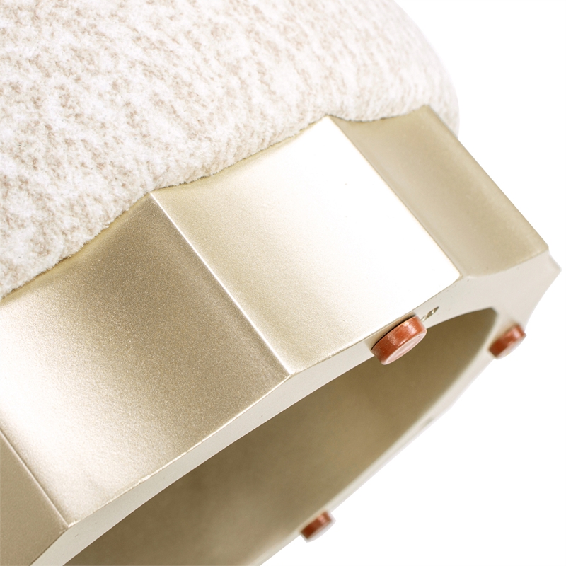 Hampton 18 inch  Round Upholstered Ottoman with Scalloped Base