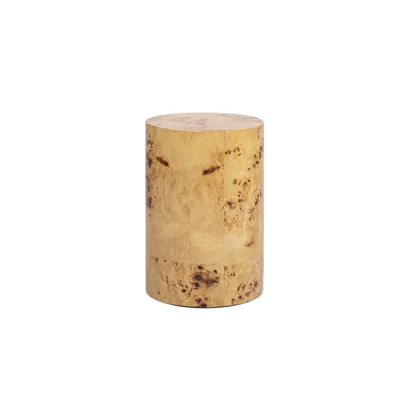 Nebula 22 inch Accent Pillar Brown Burl Wood Side Table
