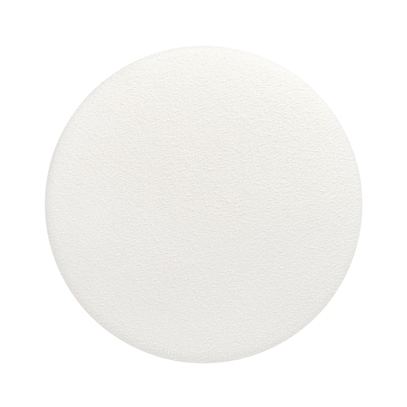 Bali 37 inch Round Upholstered White Cocktail Ottoman with Natural Wood Base