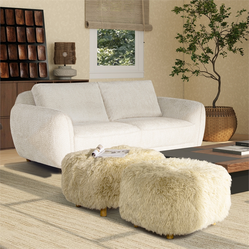 Enchante 24 inch Mongolian Sheepskin Rectangular Accent Ottoman