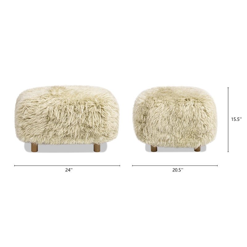 Enchante 24 inch Mongolian Sheepskin Rectangular Accent Ottoman