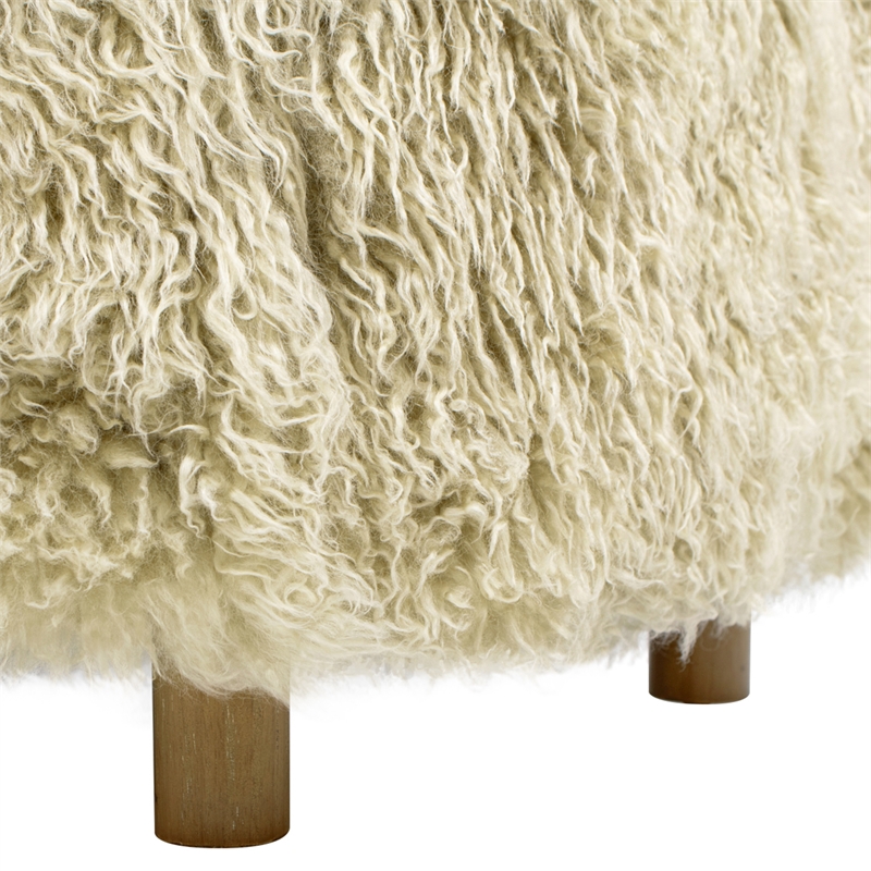 Enchante 24 inch Mongolian Sheepskin Rectangular Accent Ottoman