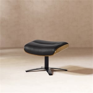 Jovan Genuine Leather Footstool Ottoman of Baja Dark Grey