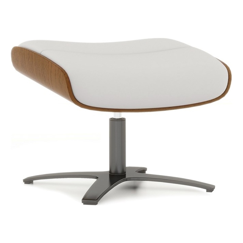 Jovan Genuine Leather Footstool Ottoman of Baja White