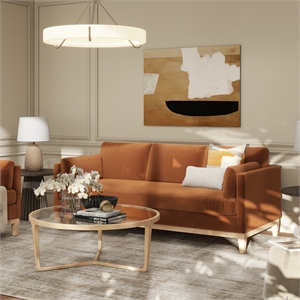 Knox 84&quot Modern Farmhouse Sofa with Burnt Orange Performance Velvet