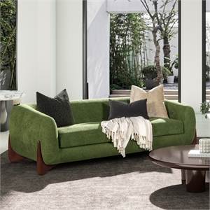 Alpine 90.5&quot Sherpa Sofa with Moss Green Fleeced Teddy Fabric