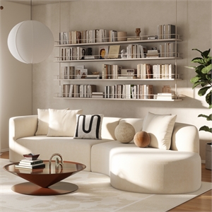 Mallory 134.5&quot Sofa-in-a-Box RAF Curved Sectional Sofa in Light Beige Chenille