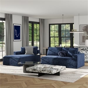 Brenley 110.5&quot LAF Sofa-in-a-Box Sectional Sofa in Twilight Navy Blue Chenille