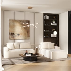 Brenley 110.5&quot RAF Sofa-in-a-Box Sectional Sofa in Beige Chenille Fabric