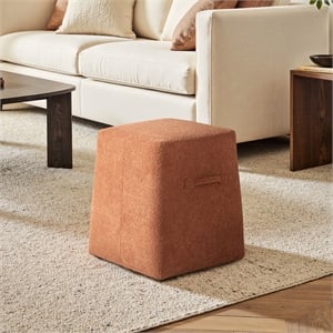 Oliver 16&quot Tapered Square Upholstered Ottoman with Spice Orange Teddy Fabric