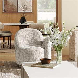 Duo 31.5&quot RAF One-Arm Swivel Accent Chair with Beige Chenille