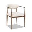 Artemis Mixed Material Upholstered Dining Arm Chair with White Chenille