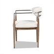Artemis Mixed Material Upholstered Dining Arm Chair with White Chenille