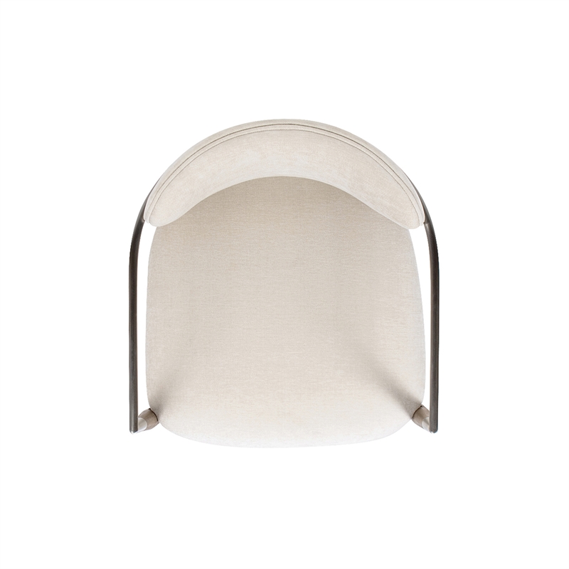 Artemis Mixed Material Upholstered Dining Arm Chair with White Chenille