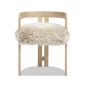 Millwick 21&quot Low Back Genuine Sheepskin Fur Dining Chair - Natural Blonde Fur