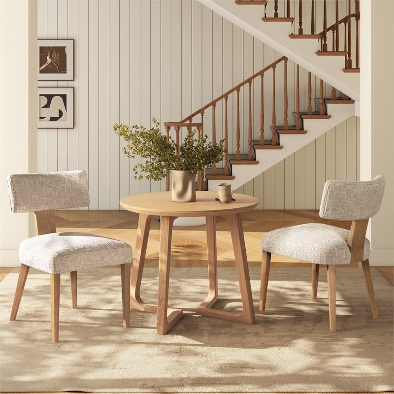 Louise Split Back Upholstered with Beige Chenille Dining Side Chair - Set of 2