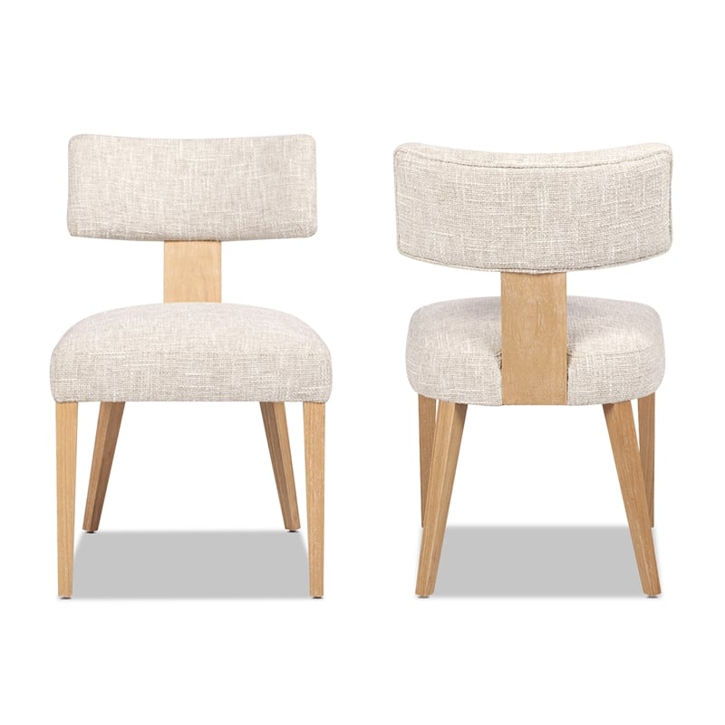 Louise Split Back Upholstered with Beige Chenille Dining Side Chair - Set of 2