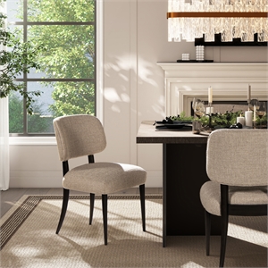 Harriet Split Back Gray Wool Blend Upholstered Dining Side Chair - Set of 2