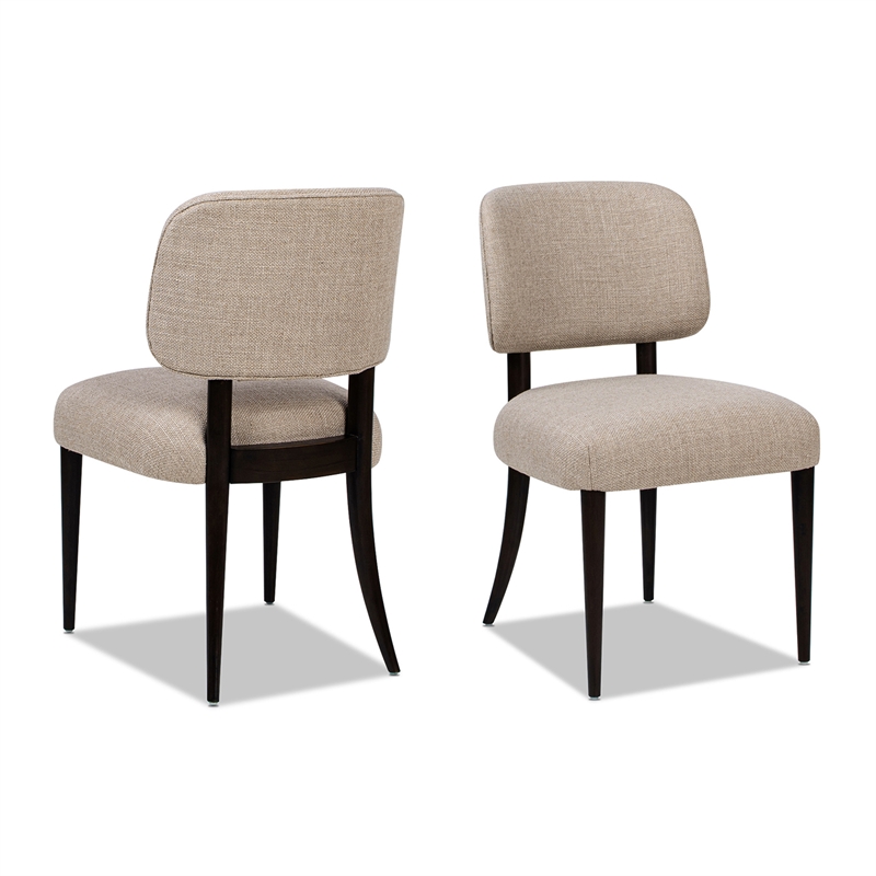 Harriet Split Back Gray Wool Blend Upholstered Dining Side Chair - Set of 2