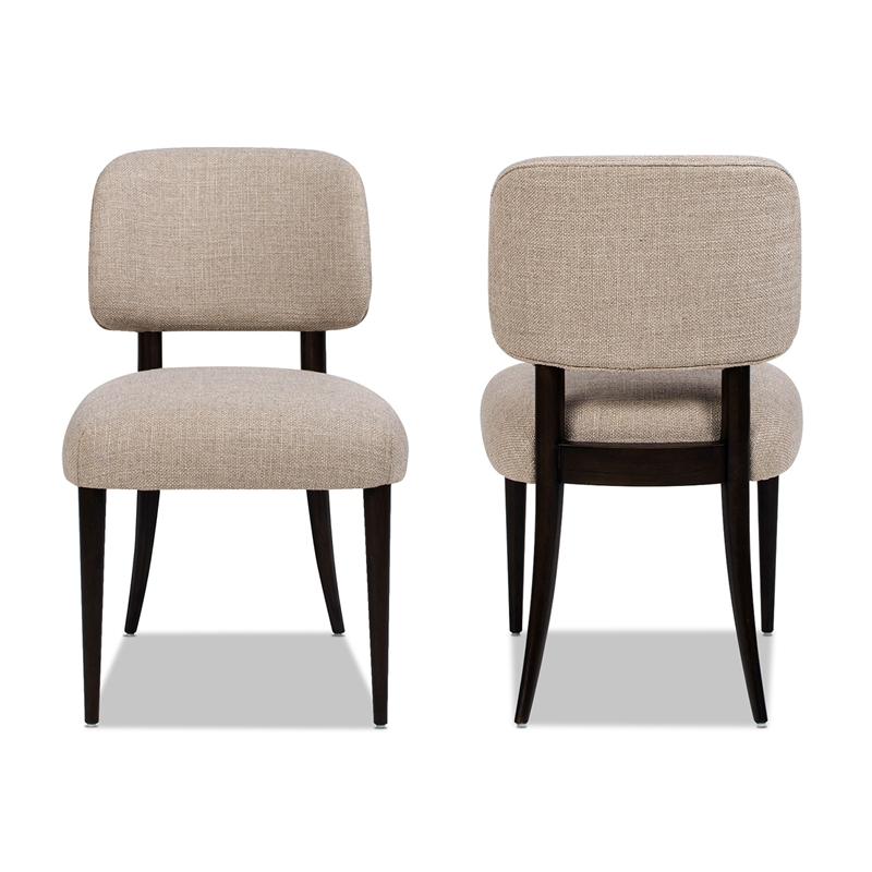 Harriet Split Back Gray Wool Blend Upholstered Dining Side Chair - Set of 2
