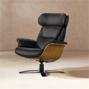 Jovan 31.5&quot Modern Genuine Leather Recliner Lounge Chair - Shadow Gray