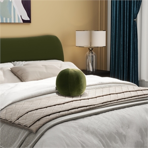 Luna 12&quot Round Sphere Accent Ball Throw Pillow Olive Green Velvet