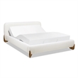 Alpine Puffy Modern Platform Queen Bed Ivory White Boucle