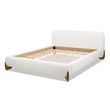 Alpine Puffy Modern Platform Queen Bed Ivory White Boucle