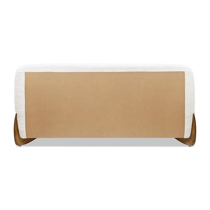 Alpine Puffy Modern Platform Queen Bed Ivory White Boucle