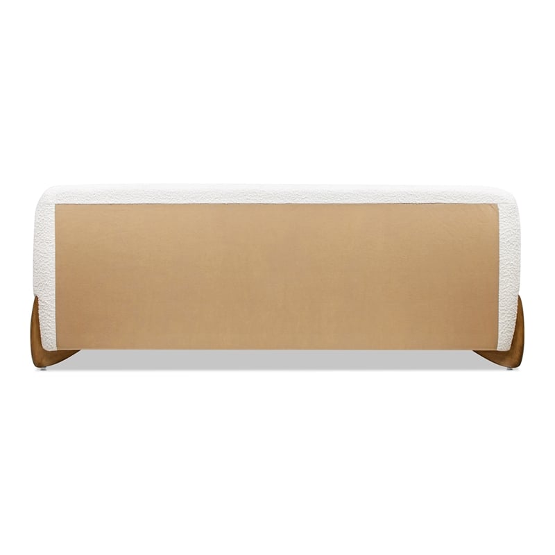 Alpine Puffy Modern Platform Bed King Ivory White Boucle