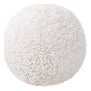 Ayla 9&quot Round Sphere Accent Ball Throw Pillow Curly White Faux Fur