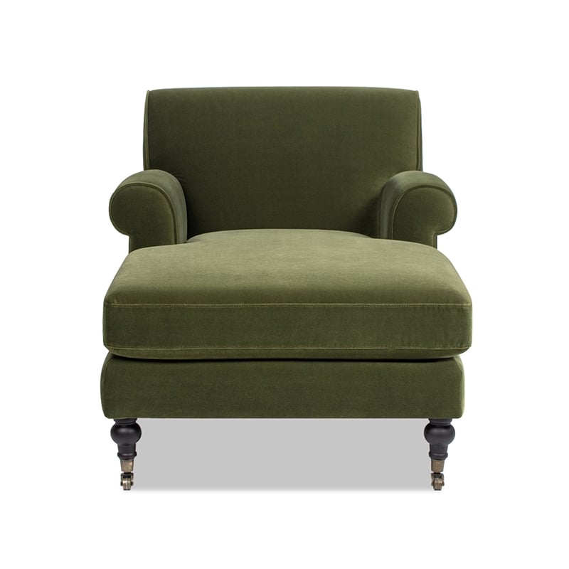 Alana Lawson Chaise Lounge Chair Olive Green Velvet