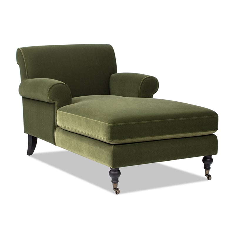 Alana Lawson Chaise Lounge Chair Olive Green Velvet