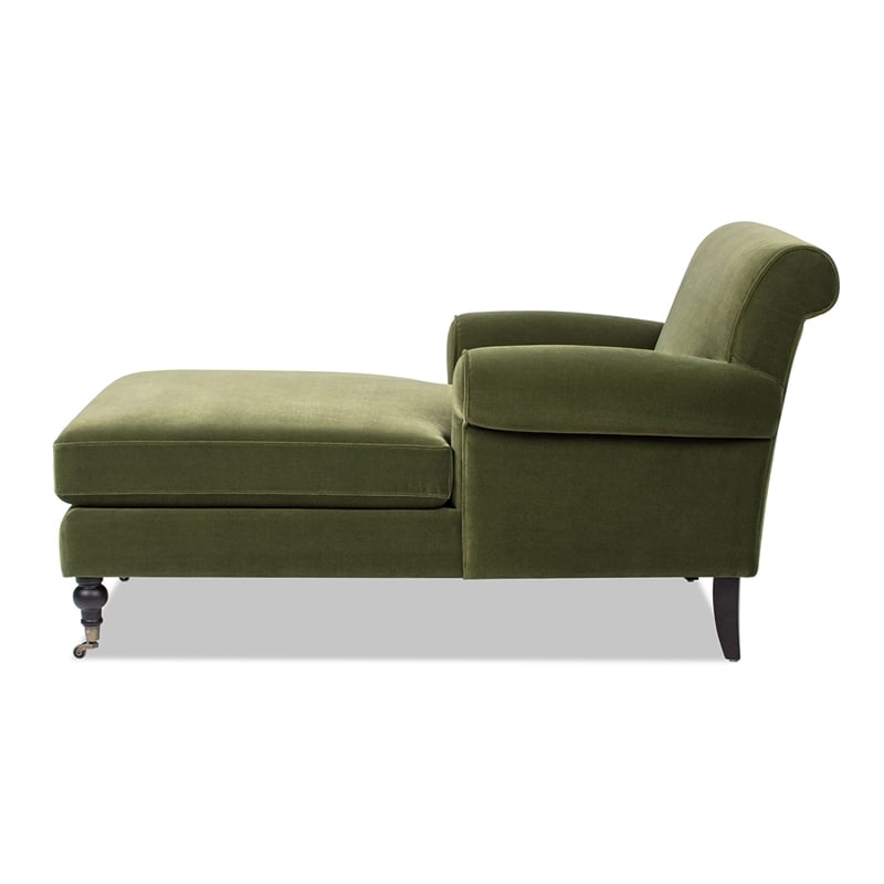 Alana Lawson Chaise Lounge Chair Olive Green Velvet