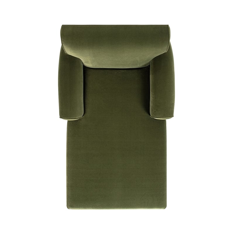 Alana Lawson Chaise Lounge Chair Olive Green Velvet