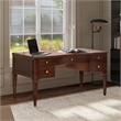 Dauphin Gold Accent 5-Drawer Wood Executive Desk Dark Walnut Ash Wood & Veneer